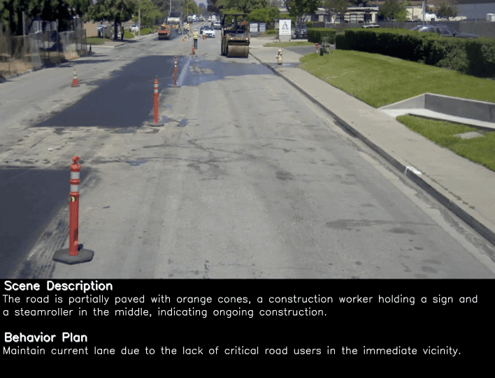 Reasoning module navigating a complex construction zone