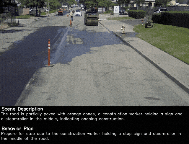 VLA model demonstration in autonomous driving