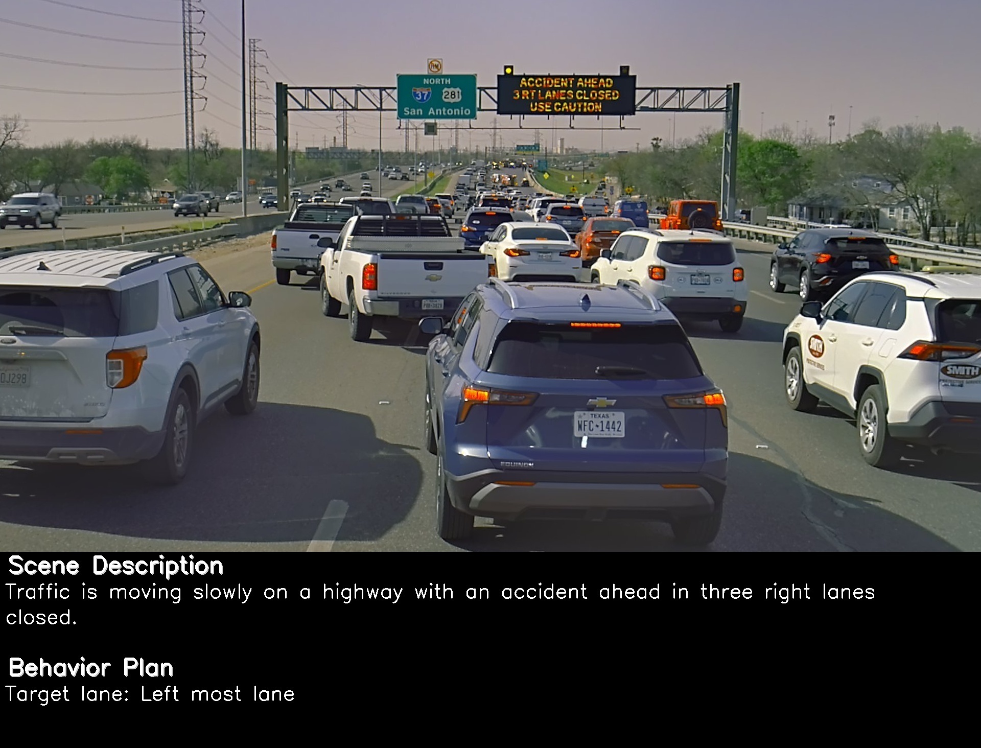 Construction zone with unusual cone pattern